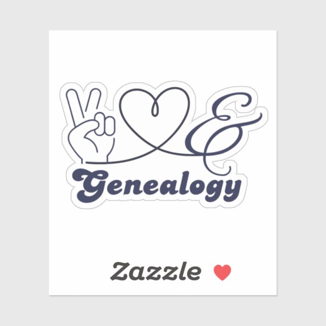 Adesivo Paz, Amor & Genealogia (Folha)