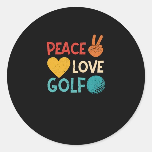Adesivo Paz Amor Golfe Soa Golfe Engraçado Fã Golf (Frente)