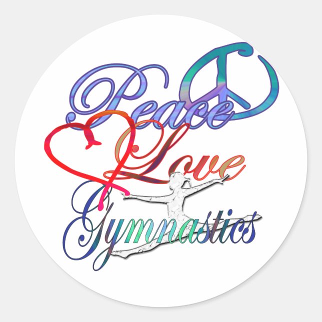 Adesivo Paz, Amor, Gymnastics Stickers (Frente)