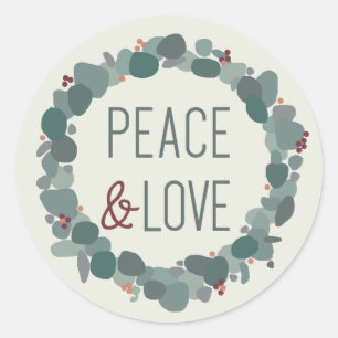 Adesivo Paz & amor minimalistas modernos da grinalda do