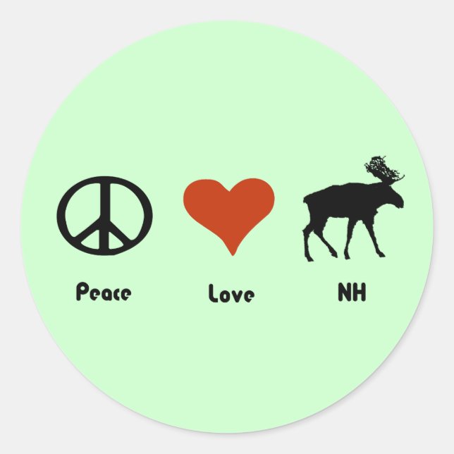 Adesivo Paz Amor Nova Hampshire (Frente)