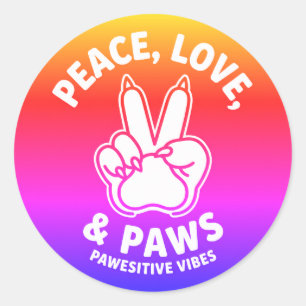 Adesivo Paz Amor & Patas Vibrações Positivas de Cão Amante