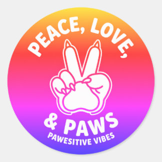Adesivo Paz Amor & Patas Vibrações Positivas de Cão Amante