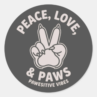 Adesivo Paz Amor & Patas Vibrações Positivas de Cão Amante