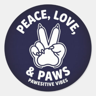 Adesivo Paz Amor & Patas Vibrações Positivas de Cão Amante