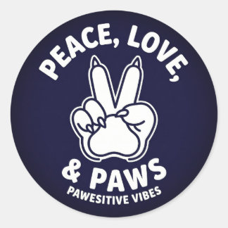 Adesivo Paz Amor & Patas Vibrações Positivas de Cão Amante