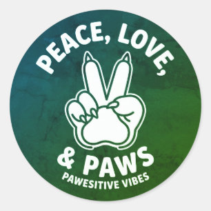 Adesivo Paz Amor & Patas Vibrações Positivas de Cão Amante