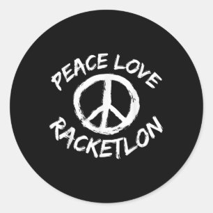 Adesivo Paz Amor Racketlon Design de Frase Jogador de Rack