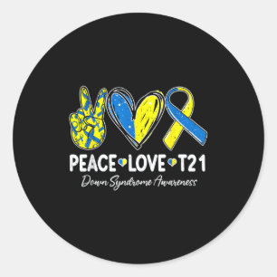 Adesivo Paz amor t21 síndrome de down conscientização tris