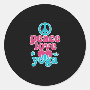 Adesivo Paz Amor Yoga Rétro Lótus Coração Arte Gráfica