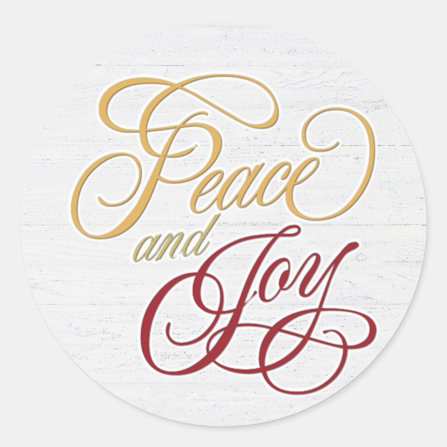 Adesivo Paz e alegria na madeira branca (Frente)