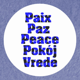 Adesivo Paz em Línguas Estrangeiras Corações Azuis