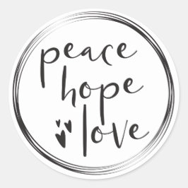 Adesivo Paz, Esperança e Amor, modernos, com círculos