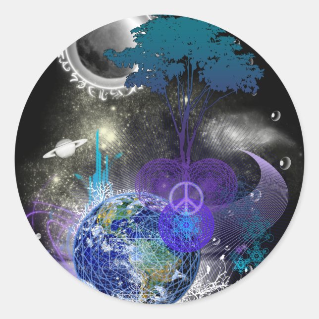 Adesivo Paz geométrica cósmica (Frente)