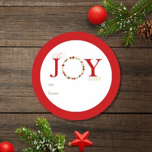 Adesivo Paz Joy Love Wreath Christmas Gift Tag