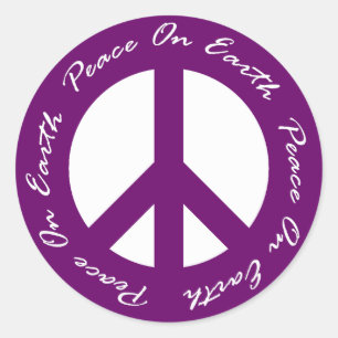 Adesivo Paz no sinal de paz roxo do feriado da terra
