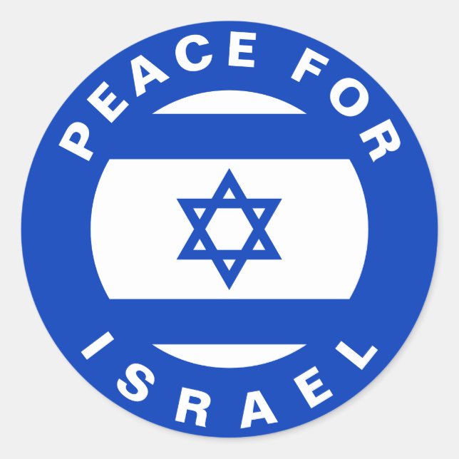 Adesivo Paz para Israel texto e bandeira azul-brancos (Frente)