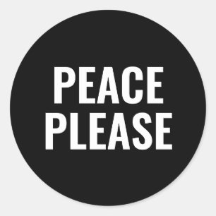 Adesivo Paz por favor minimalista branco e preto contra a 