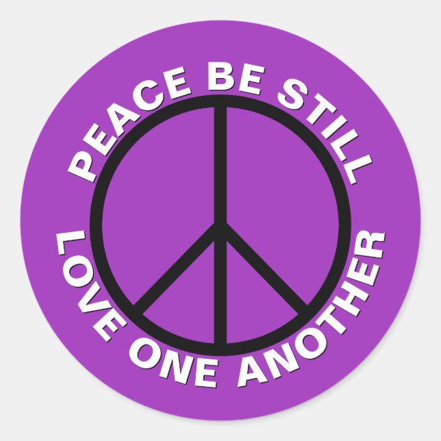 Adesivo Paz Seja Amar Um Ao Outro Roxo Brilhante (Frente)