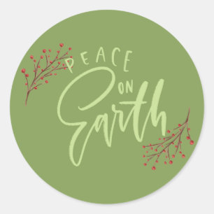 Adesivo Paz verde em selos do envelope do Natal da terra