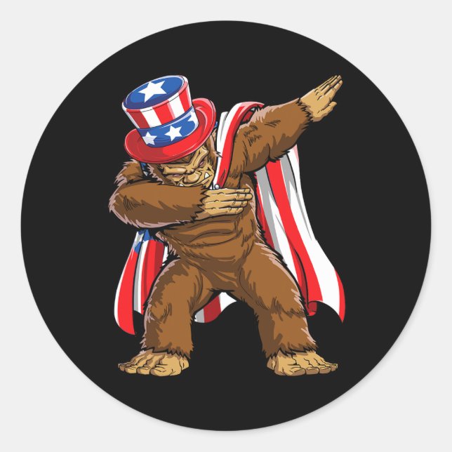 Adesivo Pé Grande 4 De Julho Sasquatch American Flag (Frente)