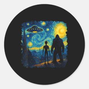Adesivo Pé Grande Alien Ufo Van Gogh Noite Estrelada Sasqu