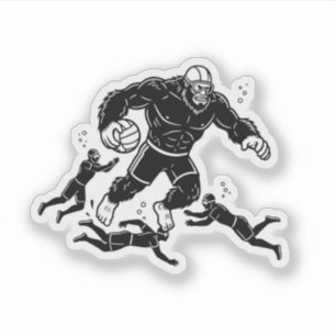Adesivo Pé-grande jogando Rugby Subaquático