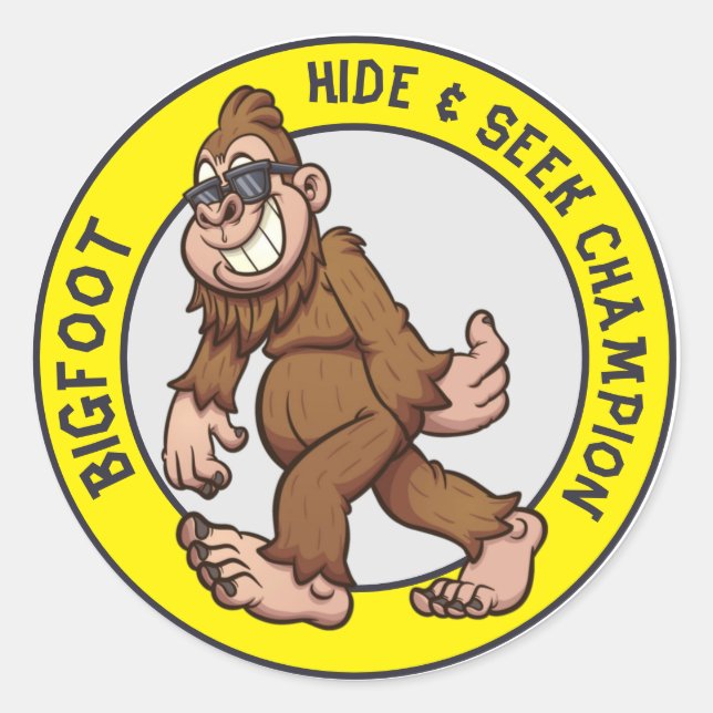 Adesivo Pé Grande | Sasquatch (Editável) Clássico Round St (Frente)