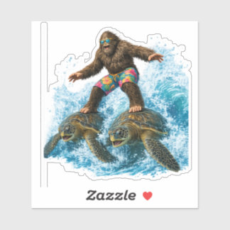 Adesivo Pé-grande Surfando em Duas Tartarugas Marinhas