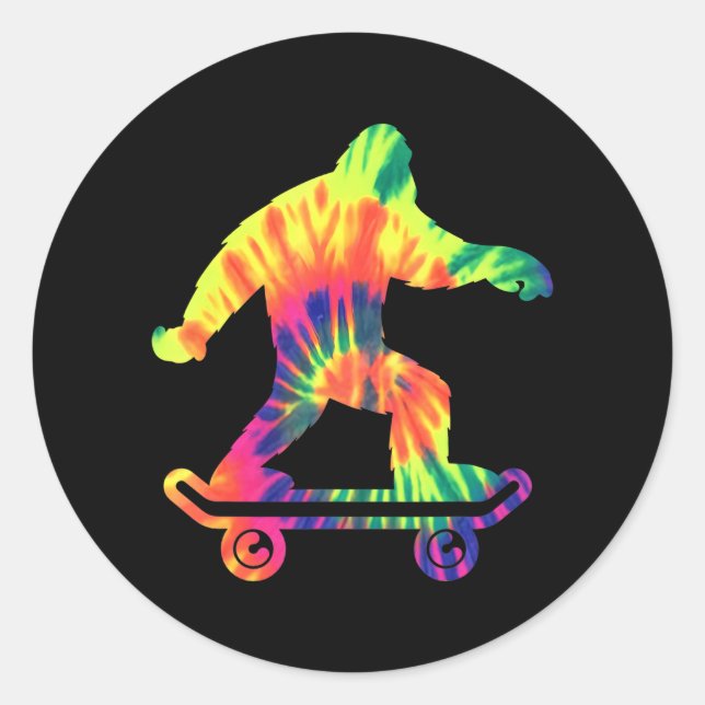 Adesivo Pé-Grande Tie Dye Hippie Skateboarders Sasquatch (Frente)