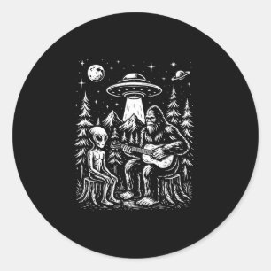 Adesivo Pé grande tocando guitarra com alienígena e óvni