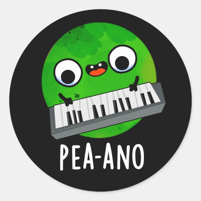 Adesivo Pea-ano Música Engraçada Veggie Pea Pun Dark BG (Frente)