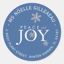 Adesivo PEACE and JOY Snowflakes, coberto por neve, Sky Bl