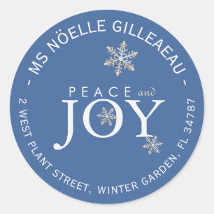 Adesivo PEACE and JOY Snowflakes, coberto por neve, Sky Bl