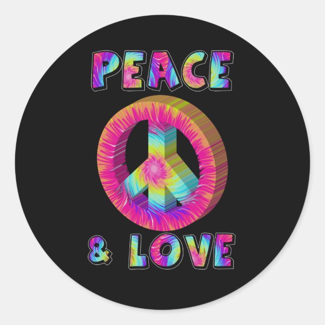 Adesivo Peace and Love with Tie Dye Peace Sign (Frente)