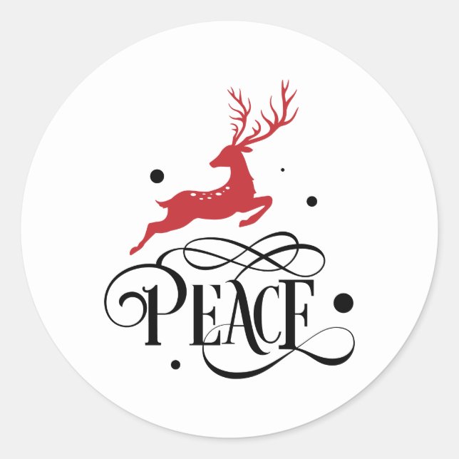 Adesivo Peace Christmas Leaping Reindeer Modern (Frente)