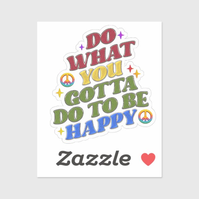 Adesivo Peace Hippie Happy Encouragement Positivity  (Folha)