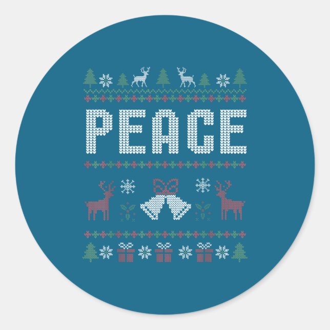 Adesivo Peace I Come In Peace Couple Matching Ugly Christm (Frente)