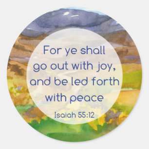 Adesivo Peace Joy Bíblia Verse Isaiah 55 12 Montanhas