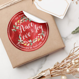 Adesivo Peace Joy & Love Endereço de Feliz ano novo de Na