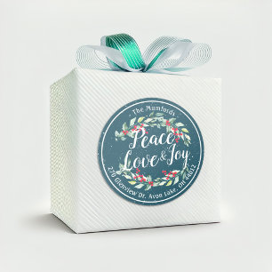 Adesivo Peace Joy & Love Endereço de Feliz ano novo de Na