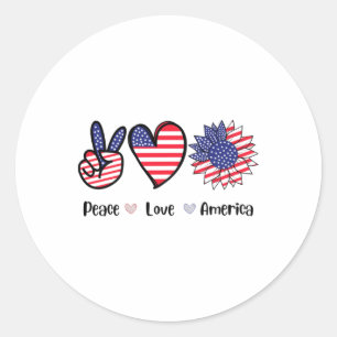 Adesivo Peace Love America 4 de julho Patriótico Sunflower