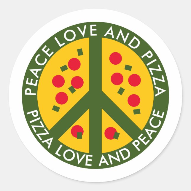 Adesivo Peace Love and Pizza — vinhetas de festas personal (Frente)