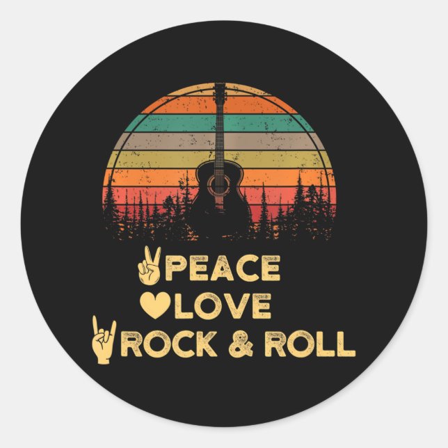 Adesivo Peace Love and Rock N Roll (Frente)