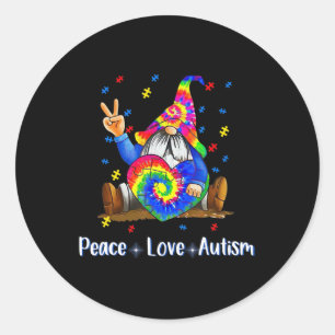 Adesivo Peace Love Autism Gnome Autism Tie Dye Autism Awar