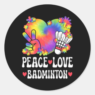 Adesivo Peace Love Badminton Lover 60s 70s Hippie Outfit B