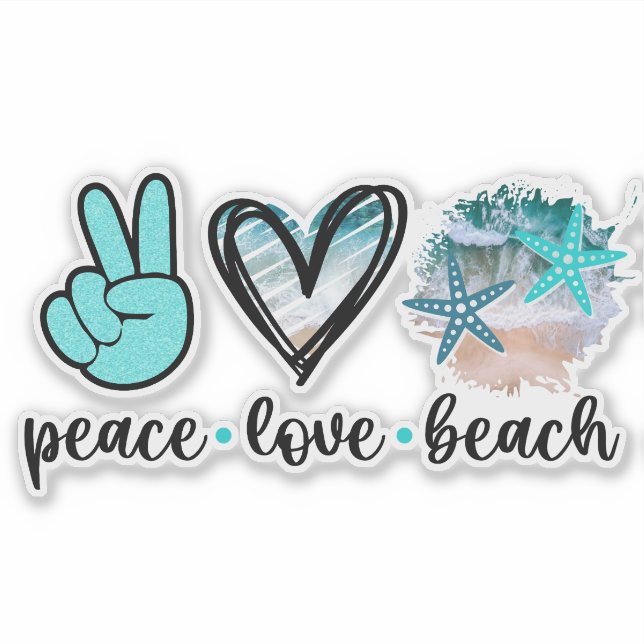 Adesivo Peace Love Beach Vinyl Sticker – Coastal Vibes (Frente)