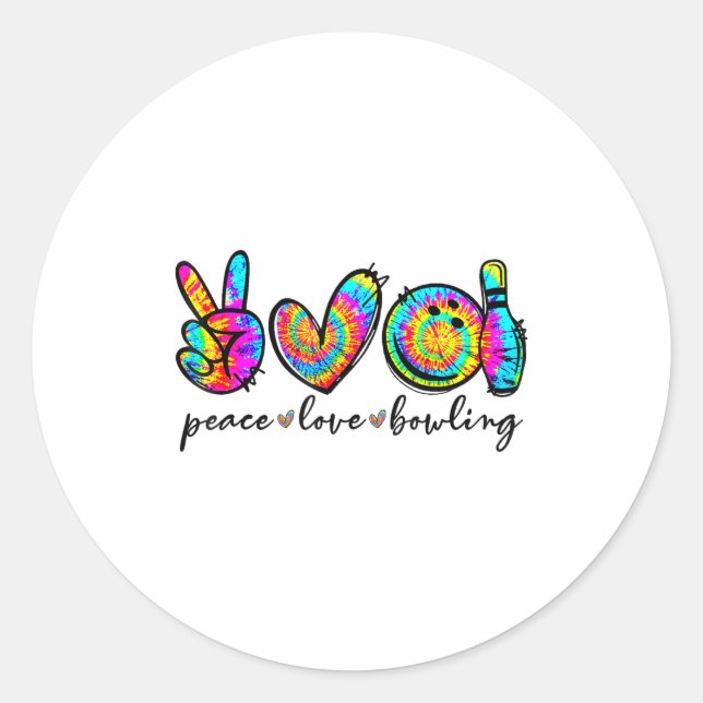 Adesivo Peace Love Bowling Tie Dye Funny Bowling Lovers  (Frente)