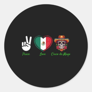 Adesivo Peace Love Cinco De Mayo Costume Mexicano