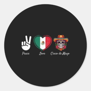 Adesivo Peace Love Cinco De Mayo Engraçado Mexicano